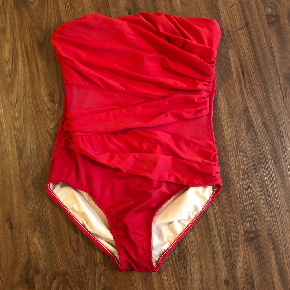 Miraclesuit Bordeaux Bandeau One Piece Swimsuit